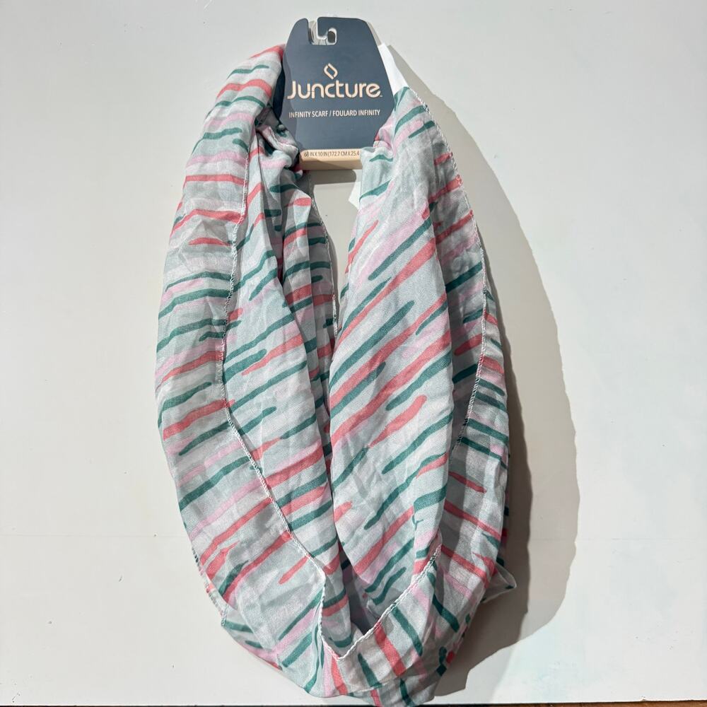 Juncture Infinity Scarf Womans White Pink Baby Blue NWT
